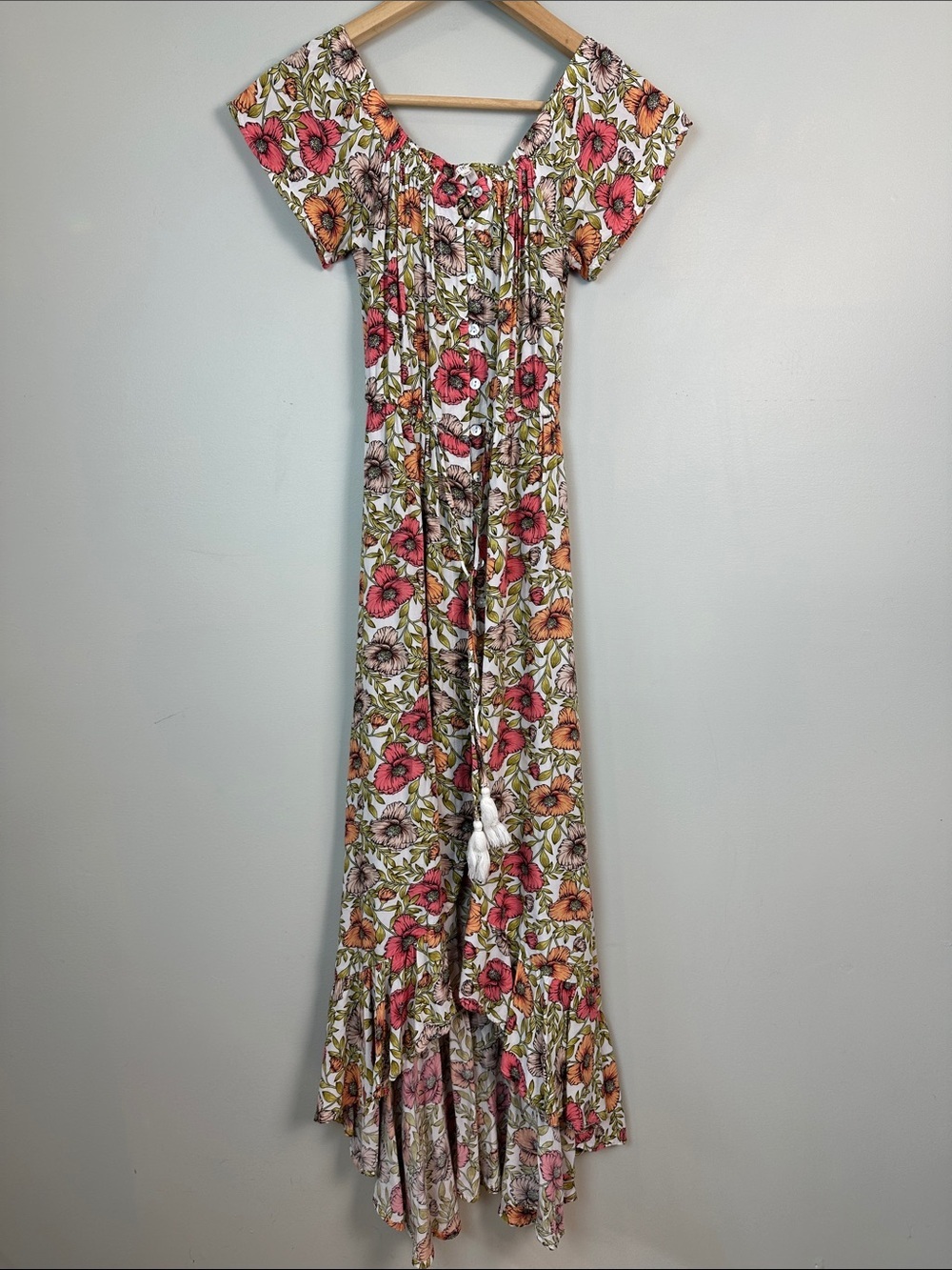 32. abel the label floral high, low midi dress Anthropologie